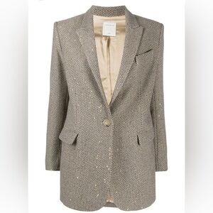 Sandro | Paule Herringbone Blazer With Sequins brown brand size 2 (medium)